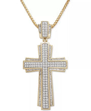 [14K, 1 Ct. T.W.] Gold-Plated Sterling Silver Cross Pendant