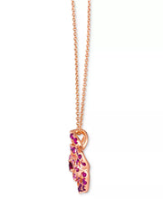 [14K] Rose Gold Passion Ruby (1/10 Ct. T.W.) & Bubble Gum Pink Sapphire (3/4 Ct.T .W.) Flower Pendant -18" + 2" Extender