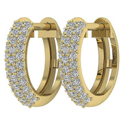 [14K. 1/2 Ct] White / Yellow / Rose Gold Hoops Natural Diamond Pave Earring