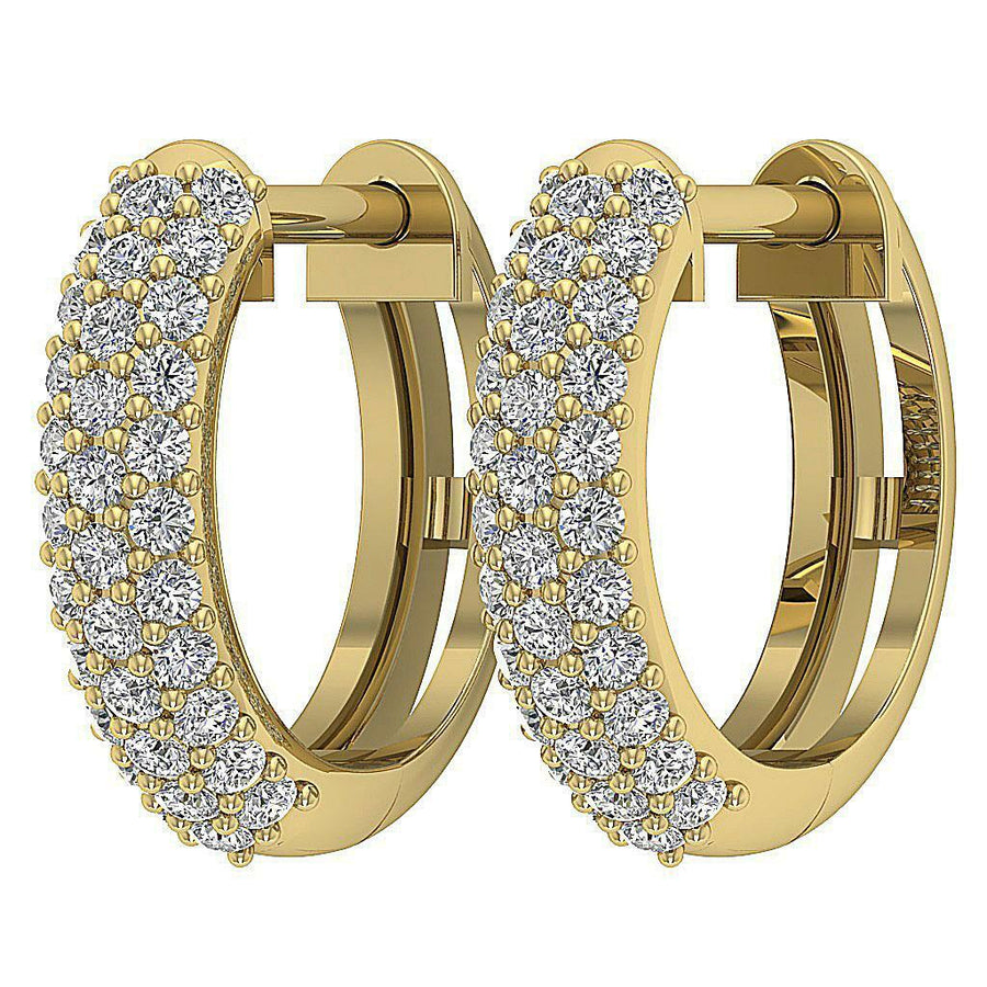 [14K. 1/2 Ct] White / Yellow / Rose Gold Hoops Natural Diamond Pave Earring