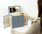 6-Layer Large Jewelry Organizer Box with Mirror & 5 Drawers