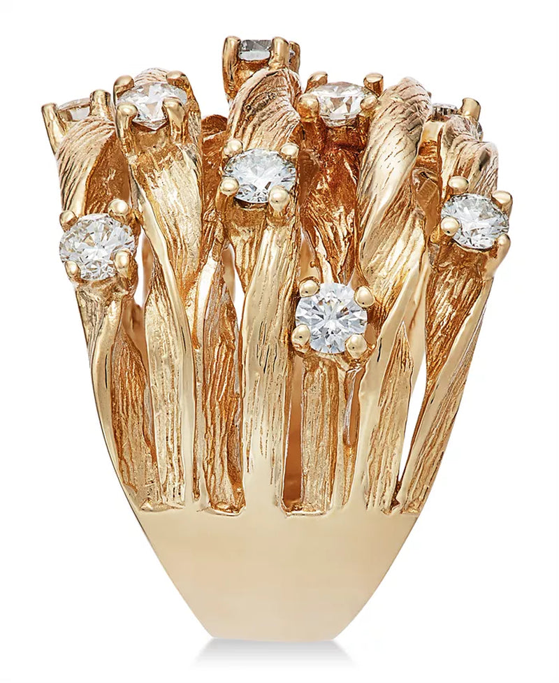 D'Oro by EFFYÂ® Diamond Woven Ring (1 Ct. T.W.) in 14K Yellow Gold (Also Available in White Gold)