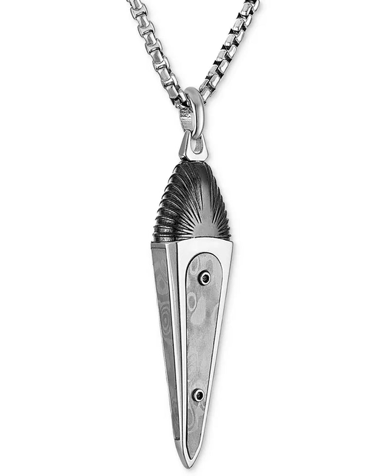 Sterling Silver-Plated Men's Damascus Sword Pendant