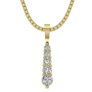 Journey Pendant Necklace 0.30 Ct SI1 G round Diamond 0.70Inch 14K Gold Prong Set