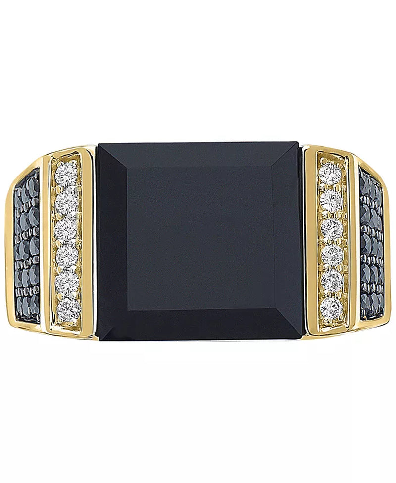 [14K, /8 Ct. T.W.] Black Onyx & Diamonds (5) Ring 