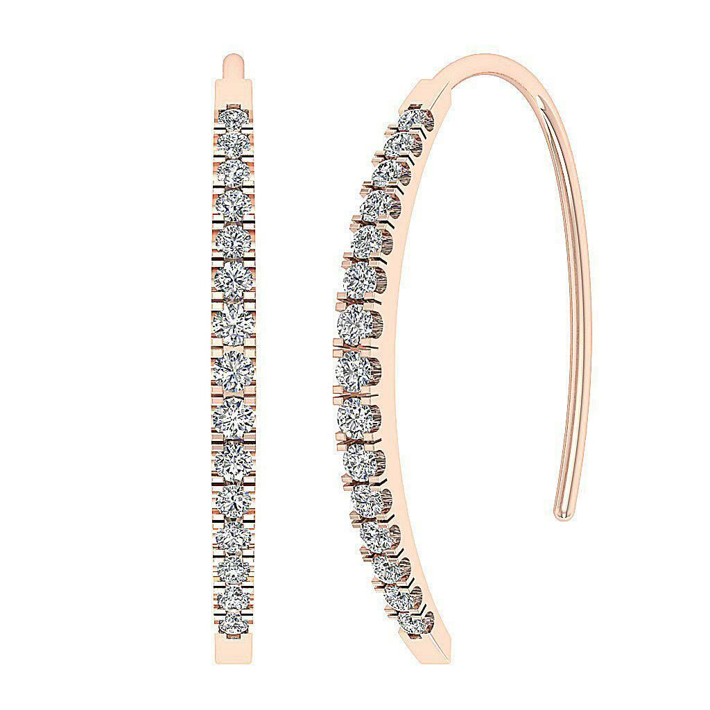 [14K, 0.40 Carat] Gold Open Hoops Earrings With Natural Diamonds