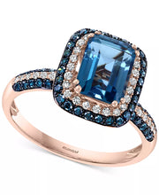 EFFY® London Blue Topaz (2-1/5 Ct. T.W.) & Diamond (1/2 Ct. T.W.) Statement Ring in 14K Rose Gold