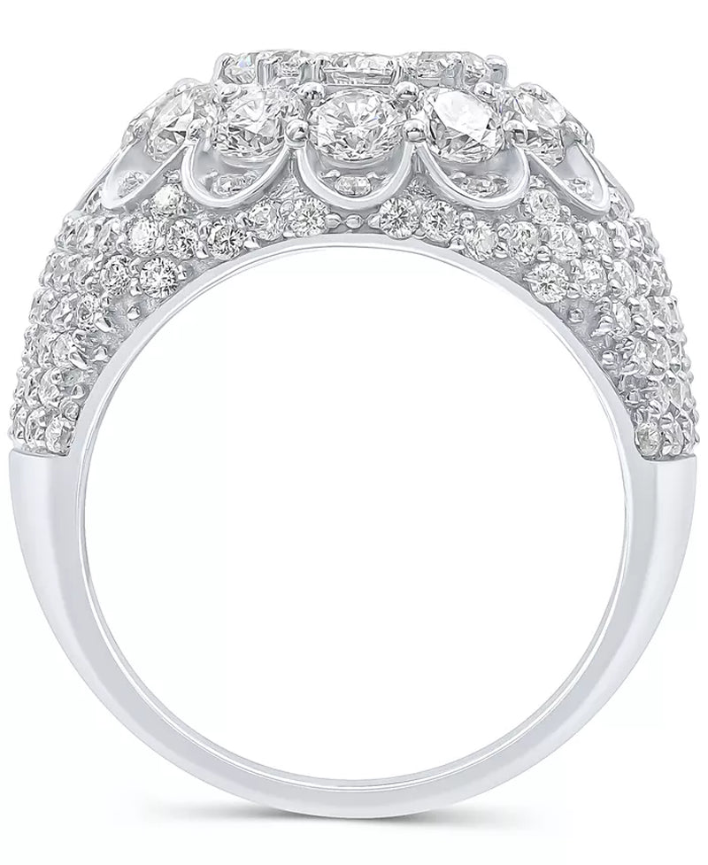 [10K, 5 Ct. T.W.] Gold Men's Diamond Halo Cluster Ring