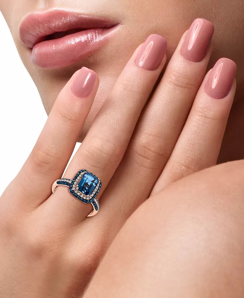 EFFY® London Blue Topaz (2-1/5 Ct. T.W.) & Diamond (1/2 Ct. T.W.) Statement Ring in 14K Rose Gold