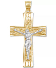 [14K] Gold Two-Tone Openwork Dimensional Crucifix Pendant