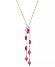Ruby (2-1/3 Ct. T.W.) & Diamond (1/10 Ct. T.W.) Navette Dangling Chain 18" Pendant Necklace in 14K Gold