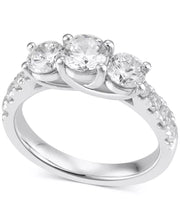 [14K, 2 Ct. T.W.] White Gold Diamond Three Stone Engagement Ring