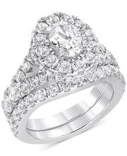 [14K, 4 Ct. T.W.] White Gold Diamond Oval Halo Bridal Set