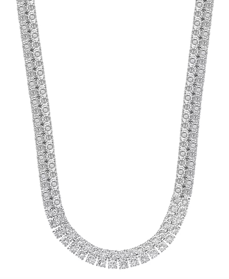 [1 Ct. T.W.] Sterling Silver 22" Double Row Diamond Necklace