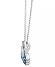 [14K] White Gold Multi-Sapphire (5/8 Ct. T.W.) & Nude Diamond (1/20 Ct. T.W.) Shell Pendant Necklace