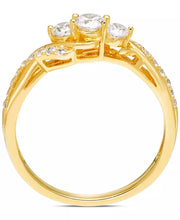 [14K, 1/2 Ct. T.W.] Gold Diamond Three Stone Twist Engagement Ring