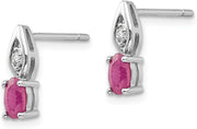 [14K] White Gold Ruby Diamond Earrings