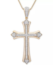 [14K, 1/2 Ct. T.W.] Gold-Plated Sterling Silver Diamond Cross Pendant