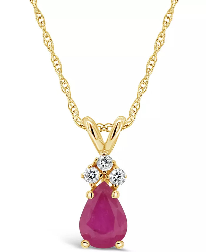 [14K, (1/2 Ct. T.W.] Yellow Gold Ruby & Diamond  / Sapphire & Emerald Necklace