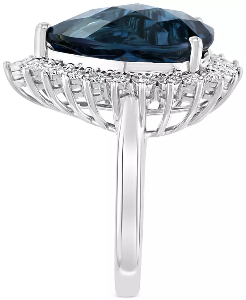 EFFY® London Blue Topaz (12-3/4 Ct. T.W.) & Diamond (1/5 Ct. T.W.) Ring in 14K White Gold