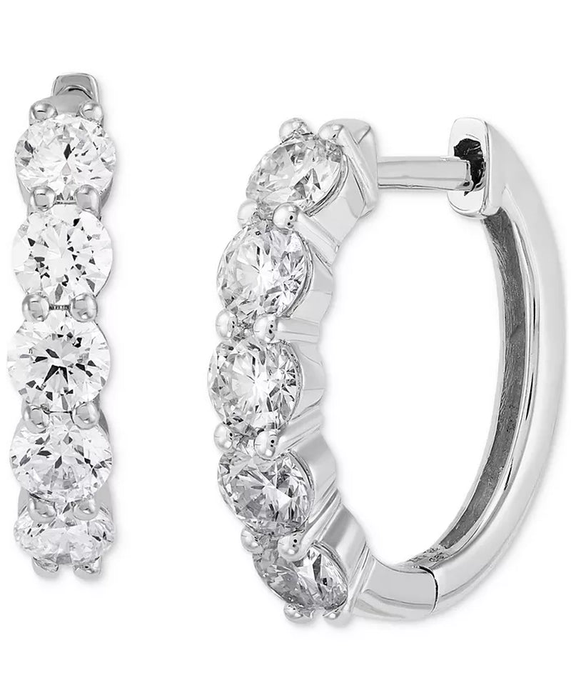 [14K , 1 Ct. T.W.] White or Yellow Gold Lab Grown Diamond Hoop Earrings