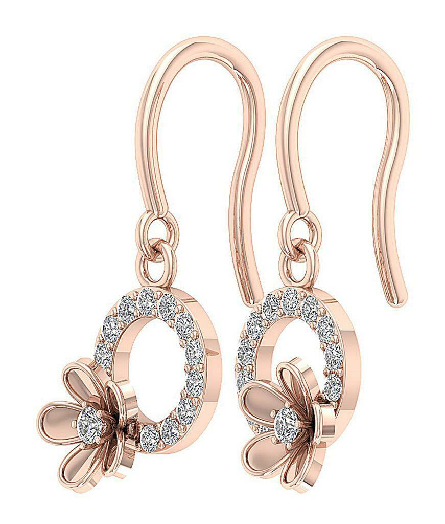 [14K, 0.40 Ct] Rose Gold Circle Hoops Earrings With Round Diamond