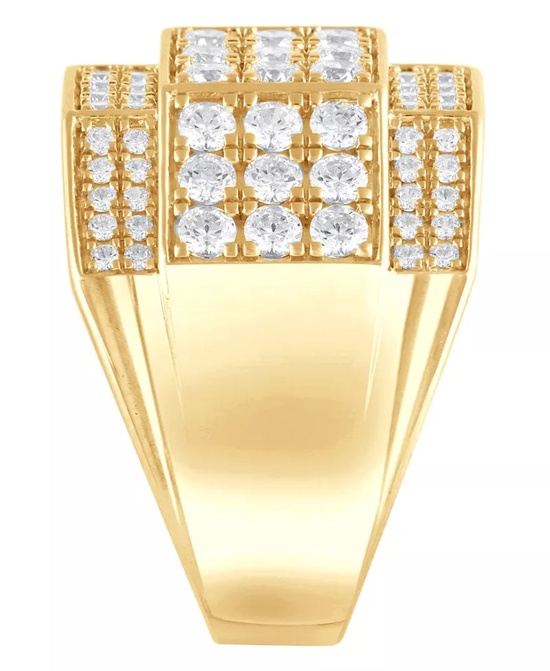 [10K, 3 Ct. T.W.] Gold Mens Diamond Multi-Cluster Ring