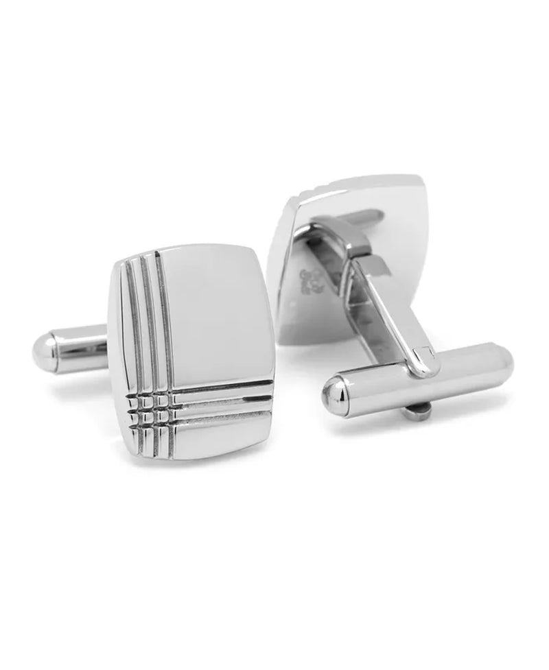 Gentlemen's Stainless Steel Tartan Plaid Cufflinks & Stud 6 Piece Set