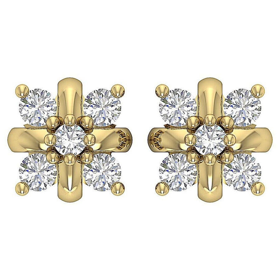 [14K, 0.30 Ct ] White Gold Genuine Diamond Fashion Studs Earrings