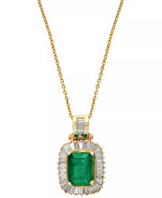 [14K, 1-3/8 Cttw, 1/2 Cttw] Brasilica Baguette-Cut Emerald & Diamonds