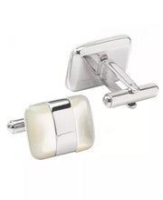 Men's Silver Wrapped Mother of Pearl Cufflinks