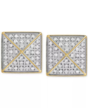 [1/3 Ct. T.W.] Ion-Plated Stainless Steel Gold-Tone Diamond Pyramid Stud Earrings