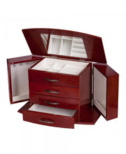 Burlwood Walnut 3 Drawer Upright Jewelry Organizer