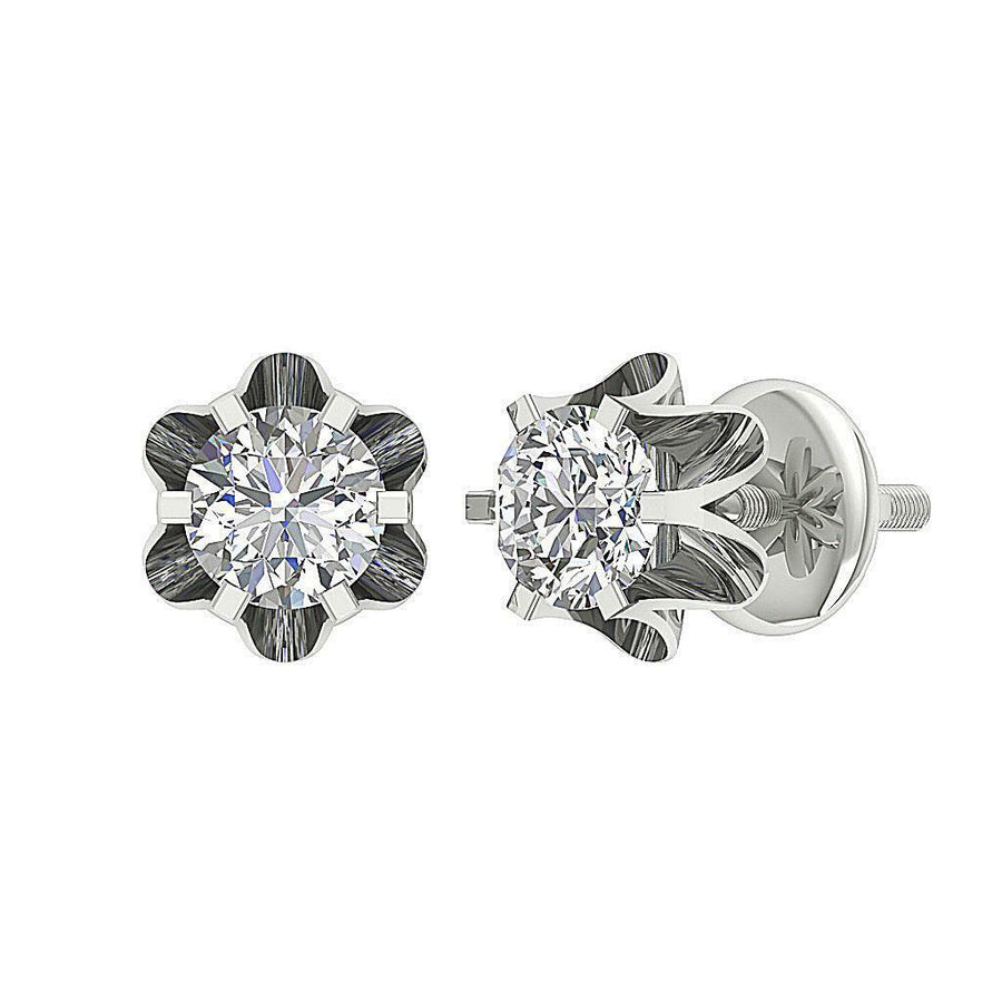 [14K, 0.30 Ct] Solitaire Studs Natural Diamond With Six Prong