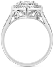 [14K, 1/3 Ct. T.W.] White Gold  Diamond Halo Heart Ring