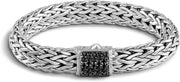 Unisex Classic Sterling Silver Lava Large Bracelet with Black Sapphire