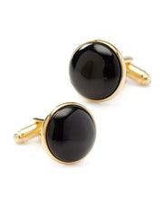 Gold-Tone and Onyx 5 Cufflinks and Stud Set - 7 Piece Set