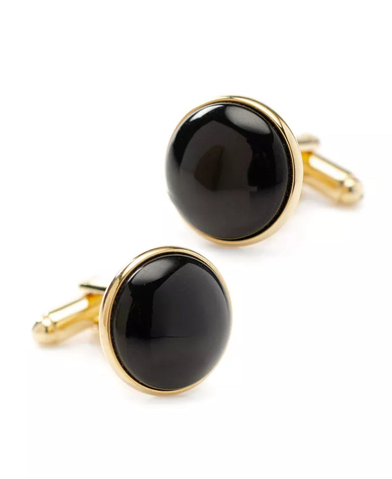 Gold-Tone and Onyx 5 Cufflinks and Stud Set - 7 Piece Set