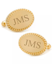 Golden Rope Border Oval Engravable Cufflinks