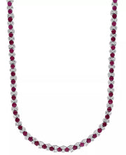 [9-7/8 Ct. T.W] Sterling Silver Ruby & Diamond18" Collar Necklace