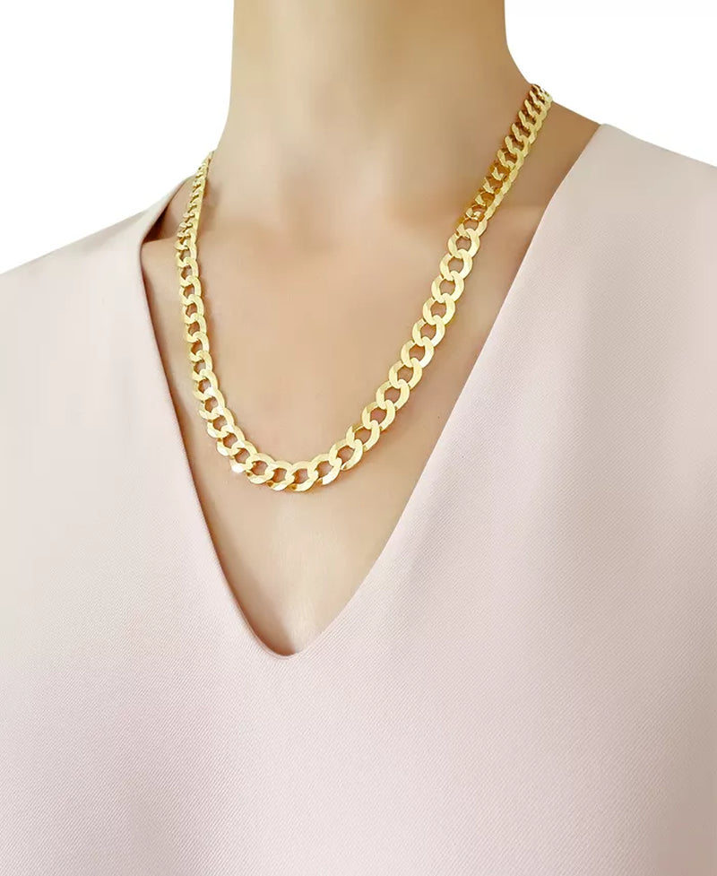 [10K, 10Mm] Solid Gold 20" Curb Link Chain Necklace