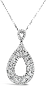 [18K, 0.81 Cttw] White Gold Necklace Pear-Shaped Ring VS Diamond Pendant