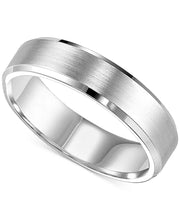 Brushed Finish Platinum Men's Comfort Fit Bevel Edge Wedding Band