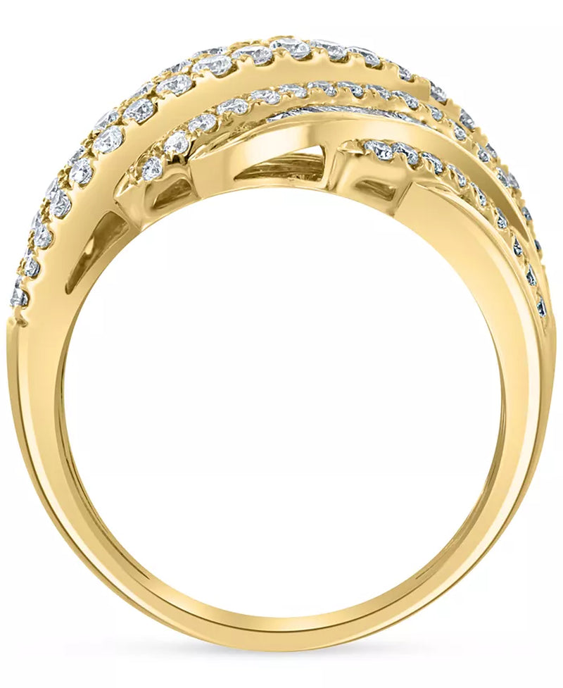 [14K, 1-5/8 Ct. T.W.] Gold Diamond Baguette & Diagonal Multirow Ring