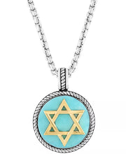 [14K] Gold-Plated Sterling Silver Turquoise Star of David 22" Pendant