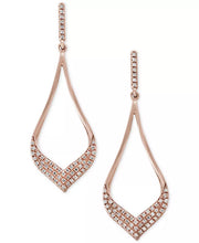 [14K, 1/3 Ct. T.W.] Rose Gold Pavé Rose Diamond Drop Earrings