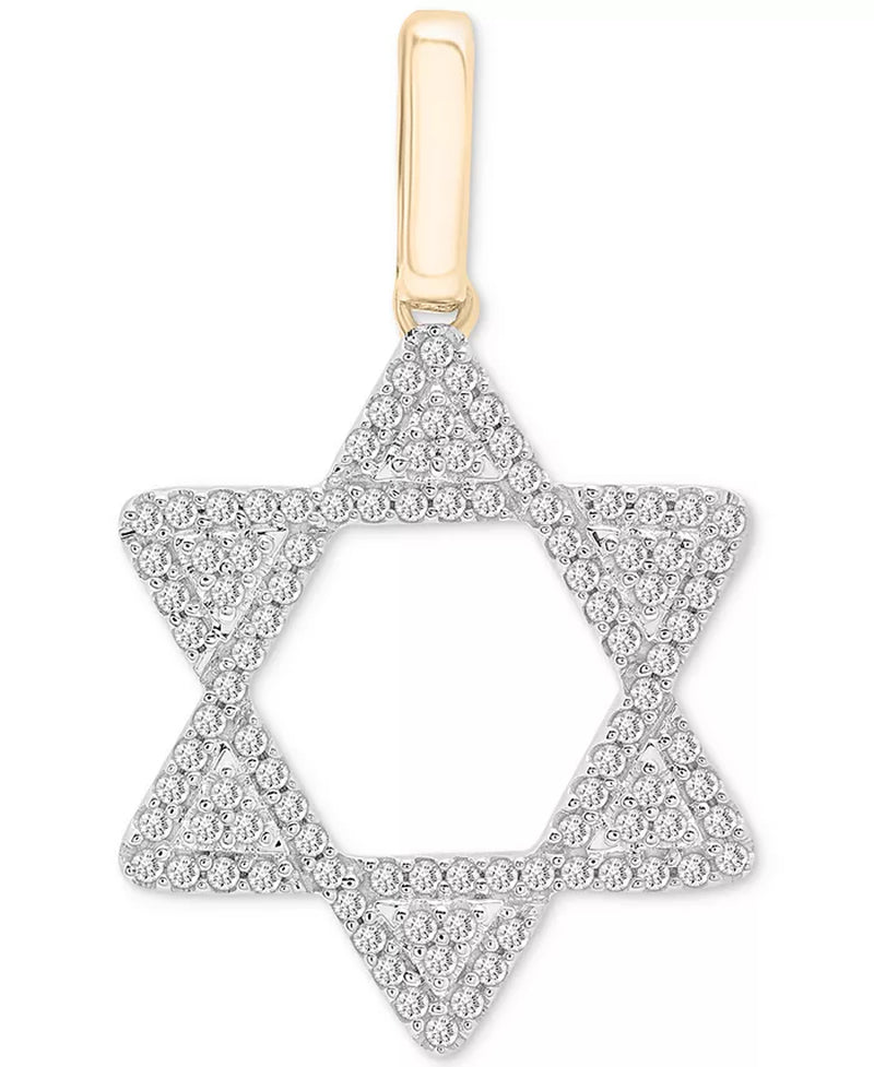 [10K, 1/2 Ct. T.W.] Gold  Star of David Open Pendant