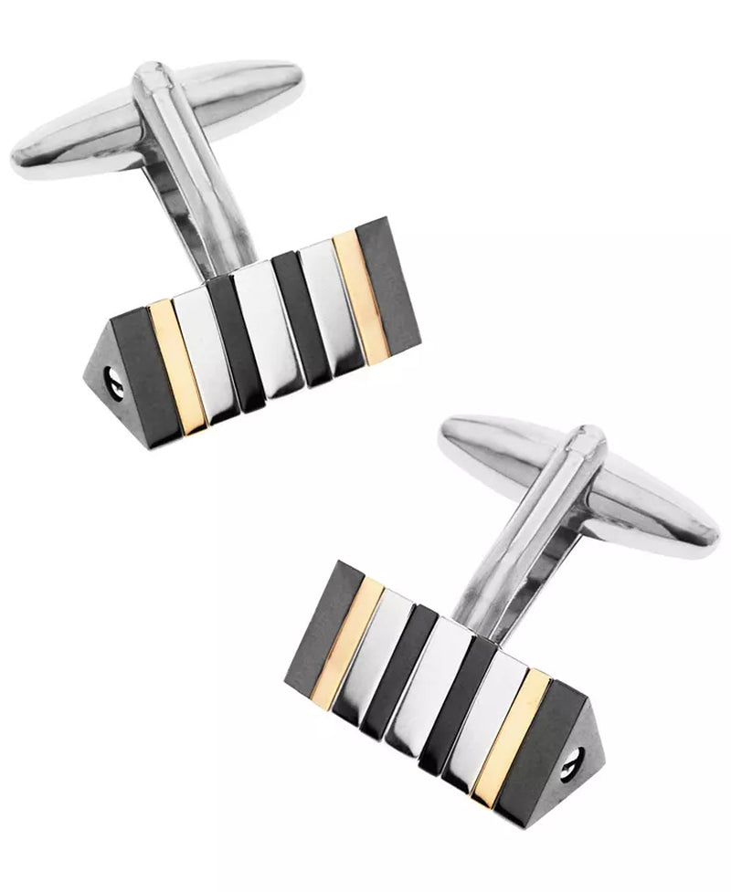 Sutton Stainless Steel Multi-Tone Twisting Pyramid Cufflinks