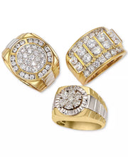 [10K, 3 Ct. T.W.] Gold Mens Diamond Elevated Cluster Ring