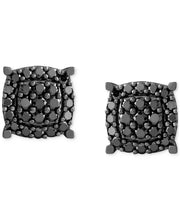 [1 Ct. T.W.] Men's Black Diamond Halo Cluster Screw Back Stud Earrings